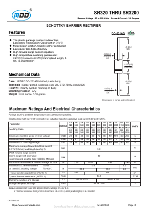 SR390 Datasheet PDF Jiangsu Yutai Electronics Co., Ltd