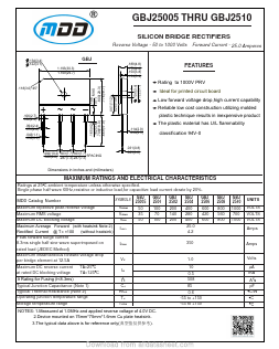 GBJ2501 Datasheet PDF Jiangsu Yutai Electronics Co., Ltd