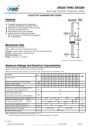 SR5200 Datasheet PDF Jiangsu Yutai Electronics Co., Ltd