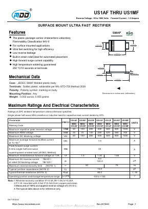 US1AF Datasheet PDF Jiangsu Yutai Electronics Co., Ltd