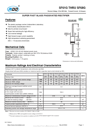 SF61G Datasheet PDF Jiangsu Yutai Electronics Co., Ltd