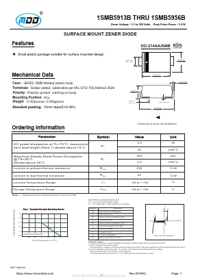 1SMB5926B Datasheet PDF Jiangsu Yutai Electronics Co., Ltd