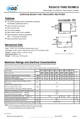 RS5MCG Datasheet PDF Jiangsu Yutai Electronics Co., Ltd