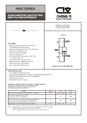 P6KE15 Datasheet PDF CHENG-YI ELECTRONIC CO., LTD.