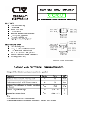 SMA4728A Datasheet PDF CHENG-YI ELECTRONIC CO., LTD.