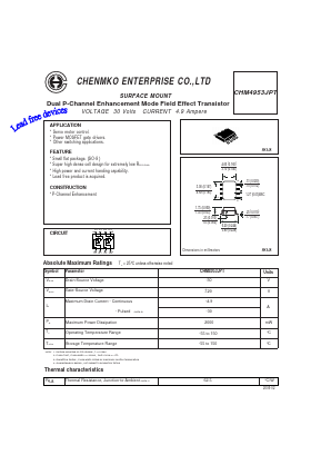 CHM4953JPT Datasheet PDF CHENMKO CO., LTD.