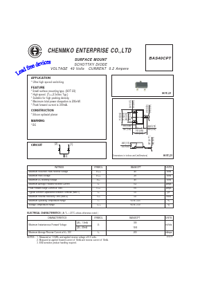 BAS40CPT Datasheet PDF CHENMKO CO., LTD.