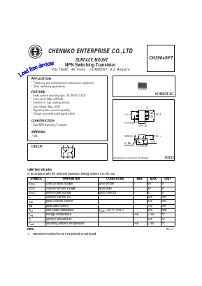 CH3904SPT Datasheet PDF CHENMKO CO., LTD.