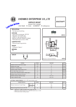 BAS70APT Datasheet PDF CHENMKO CO., LTD.