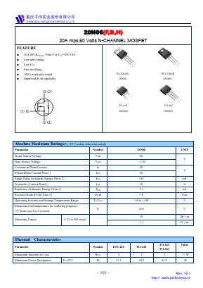 20N06 Datasheet PDF CHONGQING PINGYANG ELECTRONICS CO.,LTD