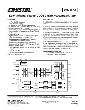 CDB42L50 Datasheet PDF Cirrus Logic