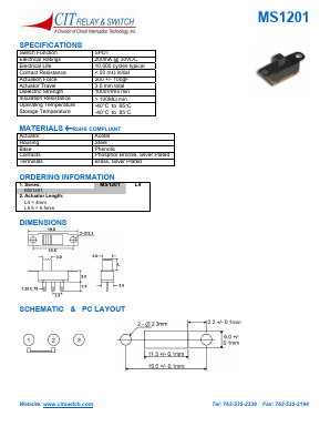 MS1201L4 Datasheet PDF CIT Relay and Switch