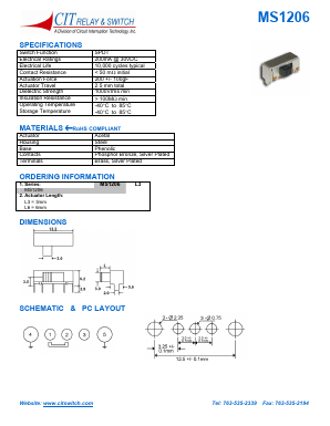 MS1206 Datasheet PDF CIT Relay and Switch