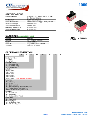 1102A4BGEB Datasheet PDF CIT Relay and Switch