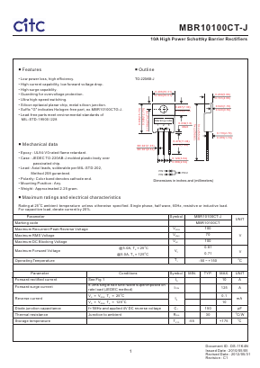 MBR10100CT-J Datasheet PDF Chip Integration Technology Corporation