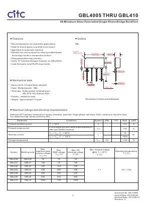 GBL4005G Datasheet PDF Chip Integration Technology Corporation