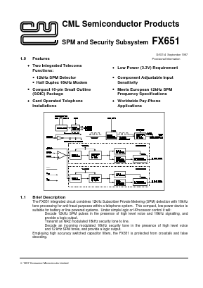 FX651 Datasheet PDF CML Microsystems Plc