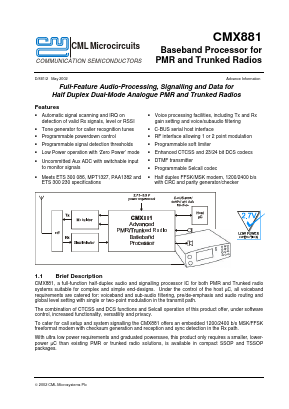 CMX881 Datasheet PDF CML Microsystems Plc
