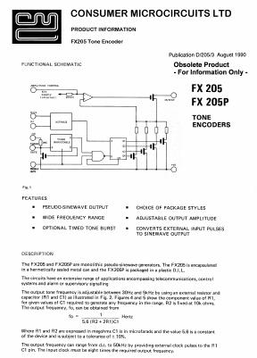 FX205 Datasheet PDF CML Microsystems Plc