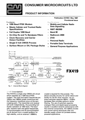 FX419 Datasheet PDF CML Microsystems Plc