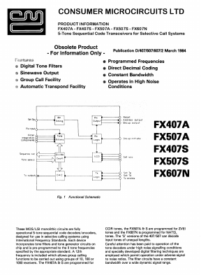 FX507A Datasheet PDF CML Microsystems Plc