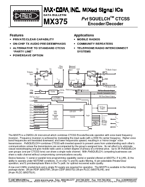 MX375 Datasheet PDF CML Microsystems Plc