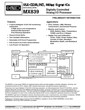 MX839 Datasheet PDF CML Microsystems Plc