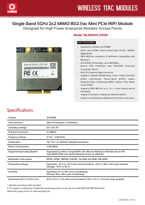 WLE600V5-278AB000ESD-LH Datasheet PDF Compex Systems Pte. Lte.