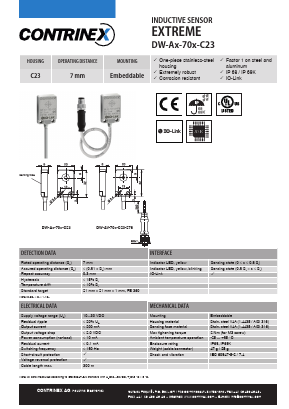 DW-AV-701-C23-276 Datasheet PDF Contrinex AG Industrial Electronics