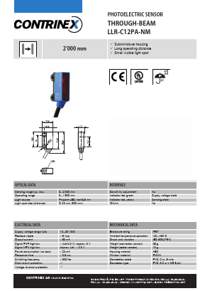 LLR-C12PA-NMV-302 Datasheet PDF Contrinex AG Industrial Electronics