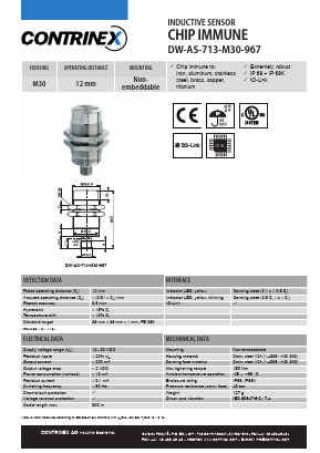 DW-AS-713-M30-967 Datasheet PDF Contrinex AG Industrial Electronics