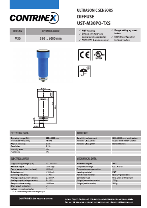 UST-M30PO-TXS Datasheet PDF Contrinex AG Industrial Electronics