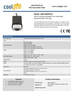 RS485_ Datasheet PDF Coolgear Inc.
