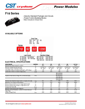F1892SD1000 Datasheet PDF Crydom Inc.,