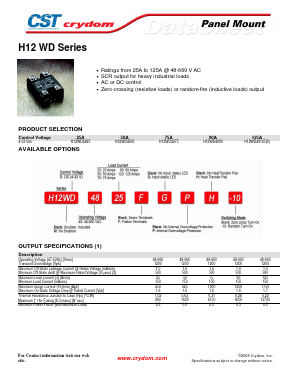 H12WD4825G Datasheet PDF Crydom Inc.,