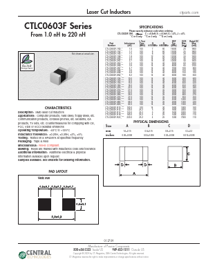 CTLC0603F-1N0 Datasheet PDF Central Technologies