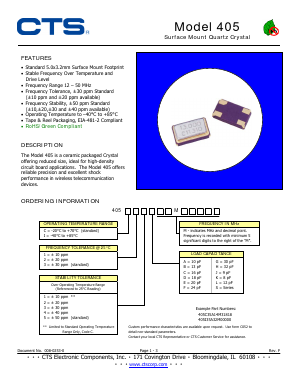 405 Datasheet PDF CTS Corporation