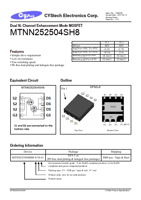 MTNN252504SH8 Datasheet PDF Cystech Electonics Corp.