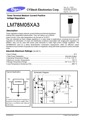 LM78M05CA3 Datasheet PDF Cystech Electonics Corp.