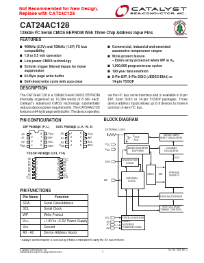 CAT24AC128YTE13 Datasheet PDF Catalyst Semiconductor => Onsemi