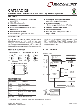 CAT24AC128 Datasheet PDF Catalyst Semiconductor => Onsemi