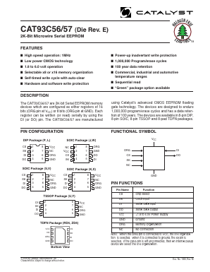 CAT93C56RD4-1.8TE13 Datasheet PDF Catalyst Semiconductor => Onsemi