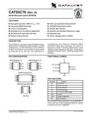 CAT93C76LETE13 Datasheet PDF Catalyst Semiconductor => Onsemi