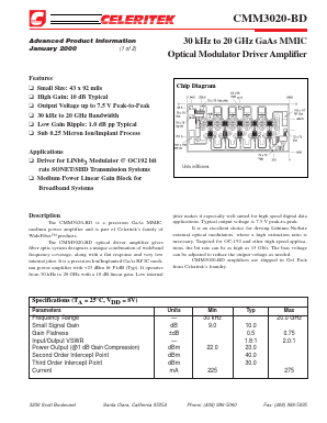 CMM3020-BD Datasheet PDF Celeritek, Inc.