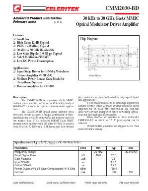 CMM2030-BD Datasheet PDF Celeritek, Inc.
