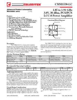 PB-CMM1530-LC-00T0 Datasheet PDF Celeritek, Inc.