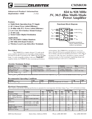 CMM0330-AK-000T Datasheet PDF Celeritek, Inc.