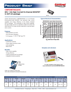 CMPDM7002AHC Datasheet PDF Central Semiconductor