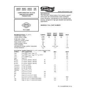 2N6052 Datasheet PDF Central Semiconductor