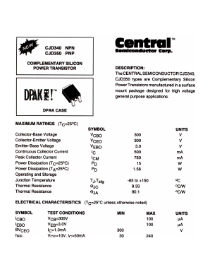 CJD350_ Datasheet PDF Central Semiconductor